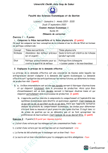 SIDY LE RÉVOLUTIONNAIRE examen & correction analyse eco 1 2020  1ere session-