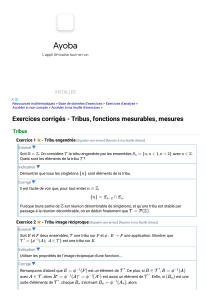 Exercices corrigés : Tribus, fonctions mesurables, mesures