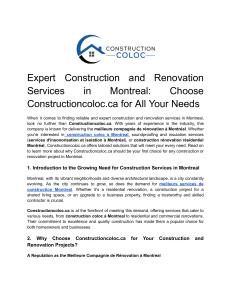 1-5 Expert Construction and Renovation Services in Montreal  Choose Constructioncoloc