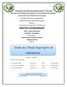 Etude des Fluide frigorigène de subtitution