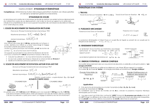 DYNAMIQUE ET ENERGETIQUE