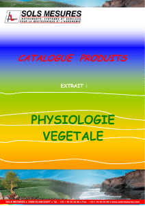 Catalogue Physiologie vegetale