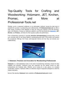 Top-Quality Tools for Crafting and Woodworking  Holzmann, JET, Kirchen, Promac, and More at Professional-Tools.net