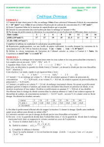 Cinétique chimique 23 TERMINALE