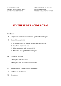 1.3. Synthèse des acides gras (mon cour)