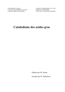 1.2. Catabolisme des acides gras (mon cour)