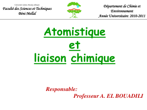 Atomistique et liaison chimique Responsa