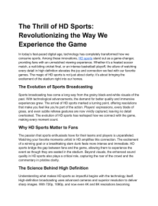 The Thrill of HD Sports  Revolutionizing the Way We Experience the Game