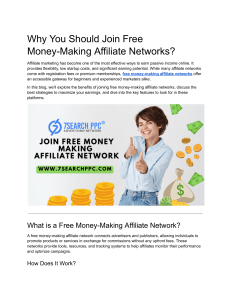 Why You Should Join Free Money-Making Affiliate Networks?