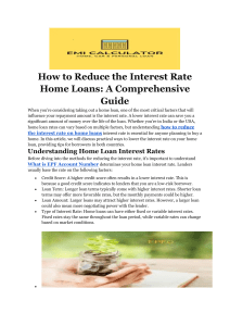 how to reduce the interest rate on home loans