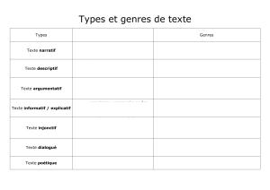 Types et genre de texte tableau