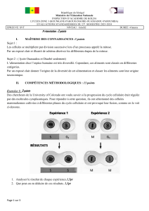 Examen SVT, Sénégal: Mitose, Nutrition, Cycle Cellulaire