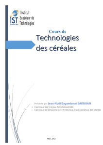 Cours Technologies Céréalières: Qualité, Nettoyage, Stockage