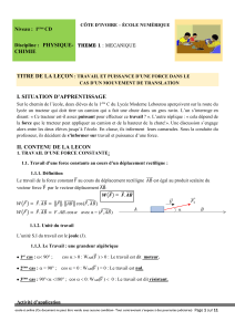 PC 1ère CD - P1 Travail et puissance dans le cas d'un mouvement de translation Validé