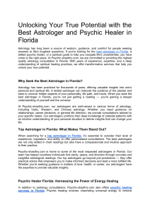 Unlocking Your True Potential with the Best Astrologer and Psychic Healer in Florida