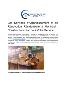 Les Services d'Agrandissement et de Rénovation Résidentielle à Montréal   Constructioncoloc.ca à Votre Service