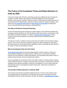 The Future of AI Investment Tools and Robo-Advisors in India by 2025