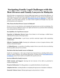 Navigating Family Legal Challenges with the Best Divorce and Family Lawyers in Malaysia