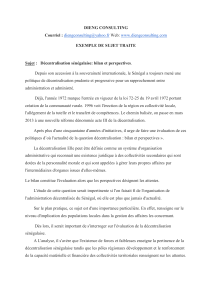 Décentralisation sénégalaise, bilan et perspectives