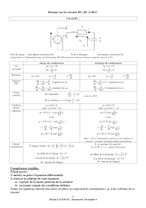 Résumé sur les circuits RC RL et RLC