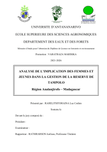 Analyse de l'implication des femmes et jeunes &agrave; Tampolo