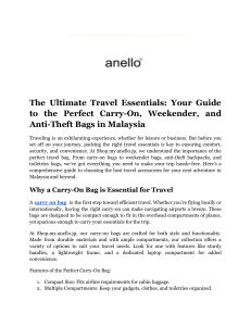 The Ultimate Travel Essentials  Your Guide to the Perfect Carry-On, Weekender, and Anti-Theft Bags in Malaysia