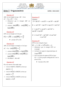 Exercices de Trigonométrie pour le Secondaire