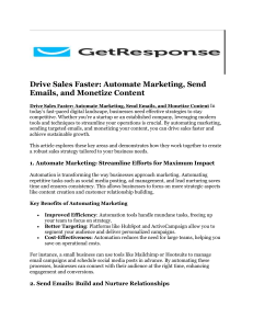 Drive Sales Faster Automate Marketing, Send Emails, and Monetize Content