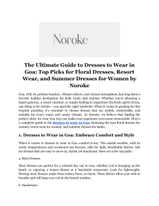 The Ultimate Guide to Dresses to Wear in Goa  Top Picks for Floral Dresses, Resort Wear, and Summer Dresses for Women by Noroke