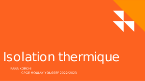 RANA KORCHI ISOLATION THERMIQUE