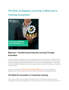 The Role of Adaptive Learning in MaxLearn’s Training Ecosystem