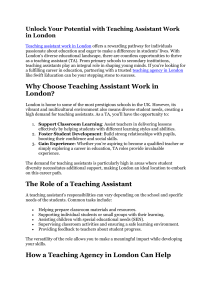 Teaching Assistant work in London