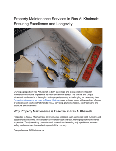 Property Maintenance Services in Ras Al Khaimah  Ensuring Excellence and Longevity