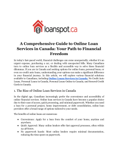 A Comprehensive Guide to Online Loan Services in Canada  Your Path to Financial Freedom