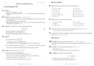 &Eacute;quations Diff&eacute;rentielles : Exercices MPSI (CCINP, CCP)