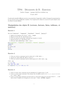 Exercices de Programmation R : Vecteurs, Matrices, Data Frames