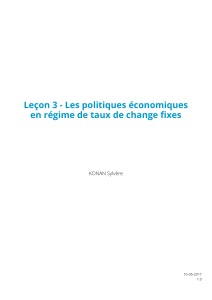 Politiques &eacute;conomiques en taux de change fixes