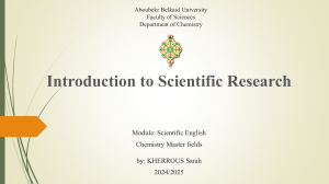 Introduction to Scientific Research