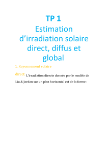 Estimation Irradiation Solaire: TP Direct, Diffus, Global