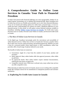 A Comprehensive Guide to Online Loan Services in Canada  Your Path to Financial Freedom