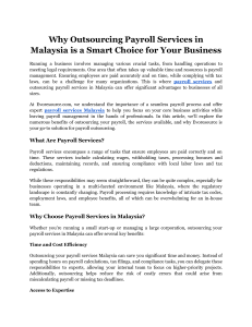 Why Outsourcing Payroll Services in Malaysia is a Smart Choice for Your Business