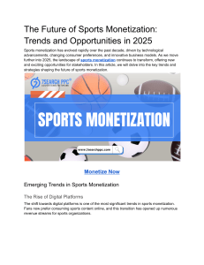 The Future of Sports Monetization  Trends and Opportunities in 2025