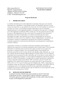 Projet de Recherche: &Eacute;conomie Agricole et Pauvret&eacute;