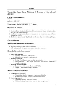 SYLLABUS MICROECONOMIE LICENCE I