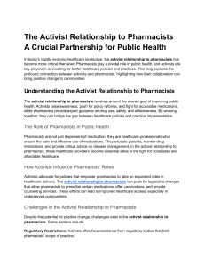 activist relationship to pharmacists