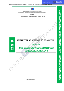 Sciences Agronomiques et Environnement : Maquettes LMD