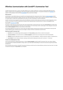 Effortless Summarization with ZeroGPT’s Summarizer Tool