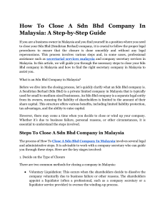 How To Close A Sdn Bhd Company In Malaysia  A Step-by-Step Guide