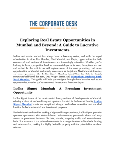 Exploring Real Estate Opportunities in Mumbai and Beyond  A Guide to Lucrative Investments