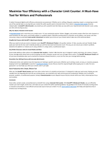 Maximize Your Efficiency with a Character Limit Counter: A Must-Have Tool for Writers and Professionals